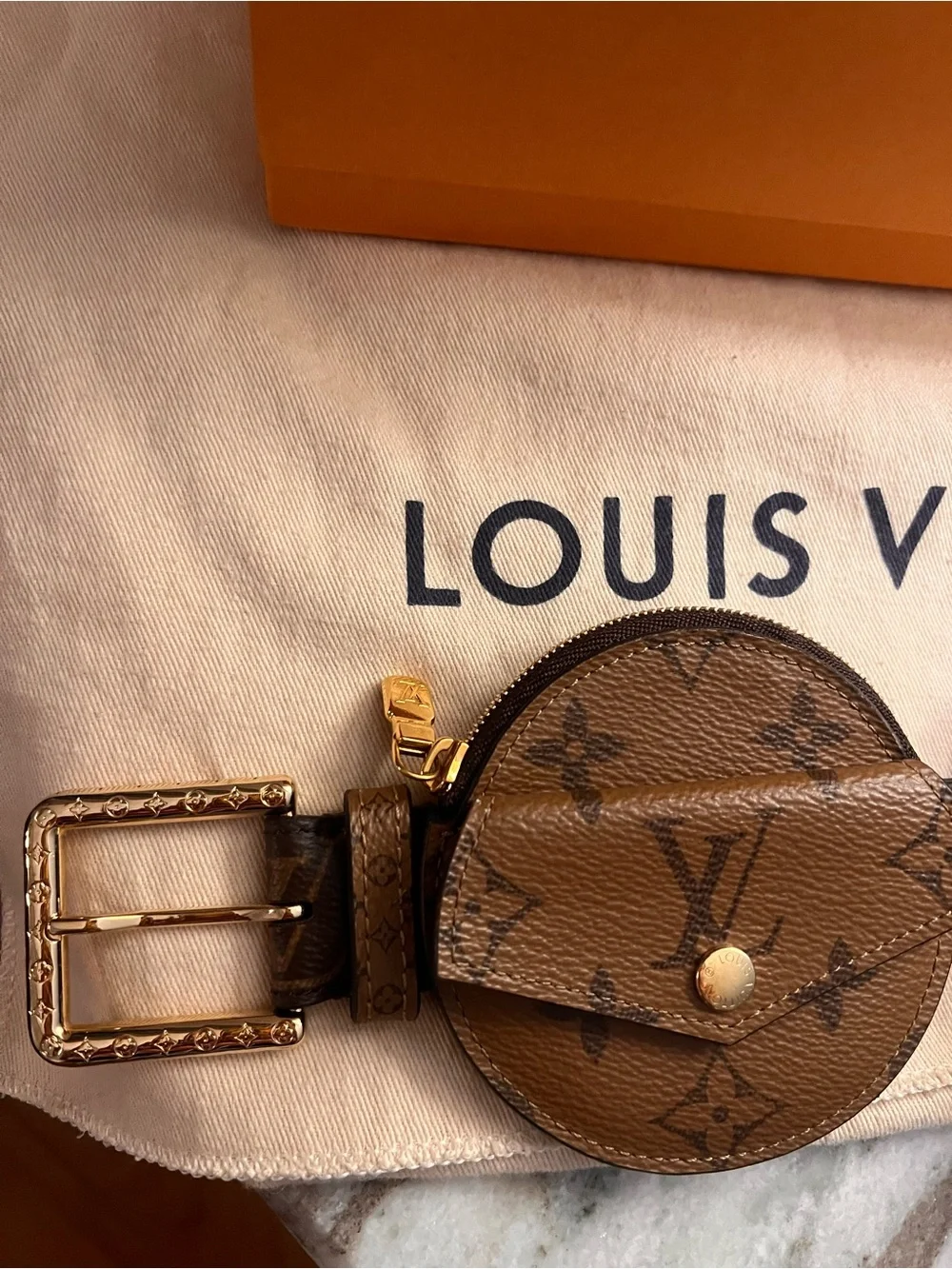 Louis Vuitton Utility Belt Monogram Coin Pouch/wallet Set with Gold Hardware